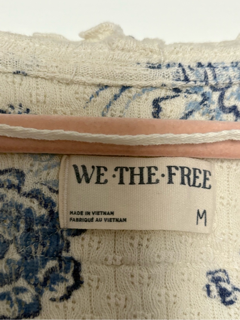 We The Free Cream Long-Sleeve Floral Scoop Neck Top - Blue Print - Picture 2 of 4